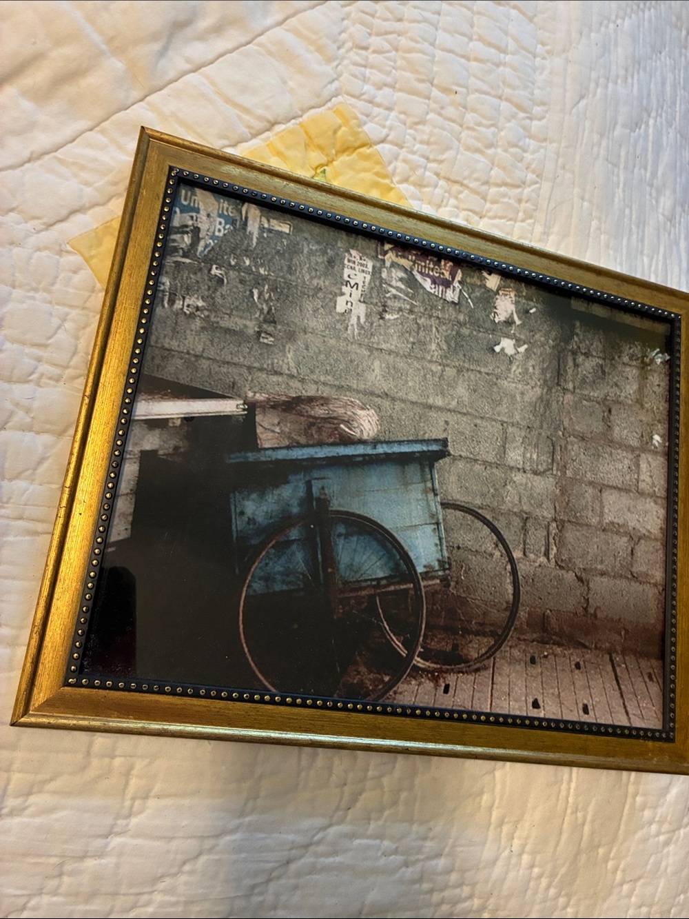 Gold Framed Vintage Cart Wall Art - Home Accents, Hangs/Sits Up